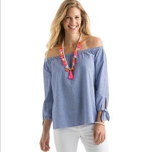 Vineyard Vines Seersucker Off The Shoulder Top